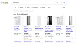 Shopping-mainos jääkaappi